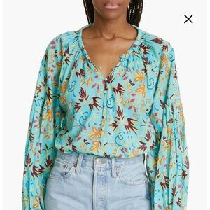 A.L.C. Capri floral print blouse size 12 EUC blue